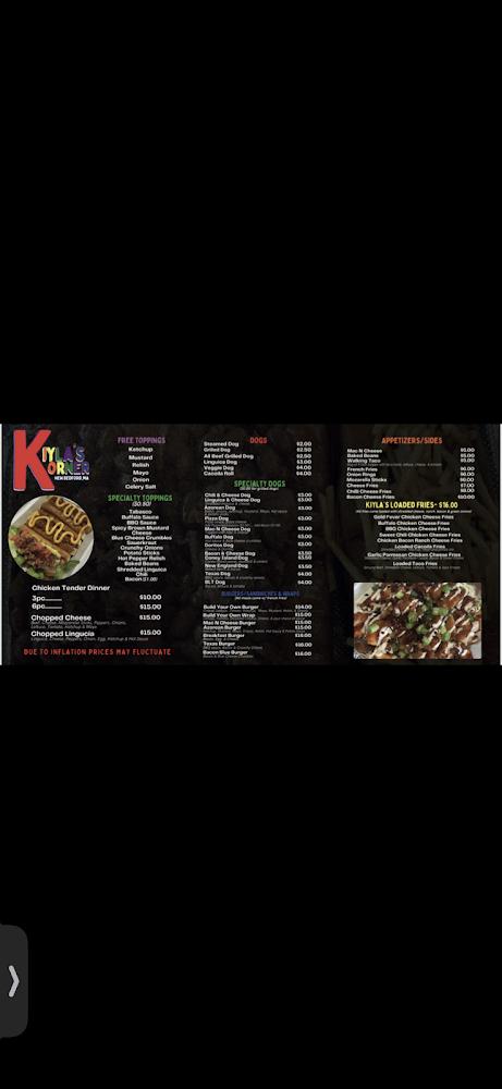 Kiyla's Korner Menu image 1